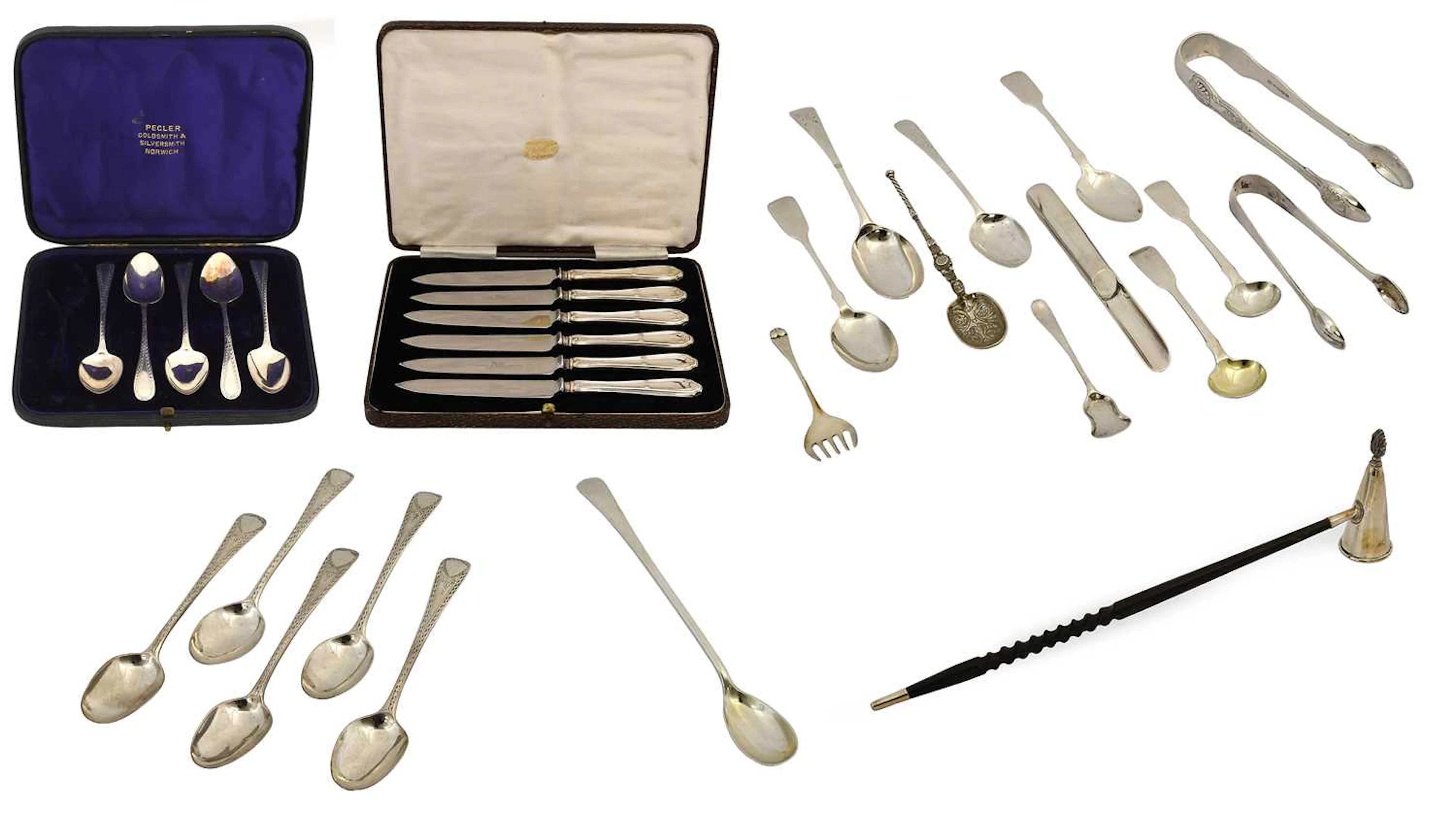 A Collection of Assorted George III and Later Silver Flatware