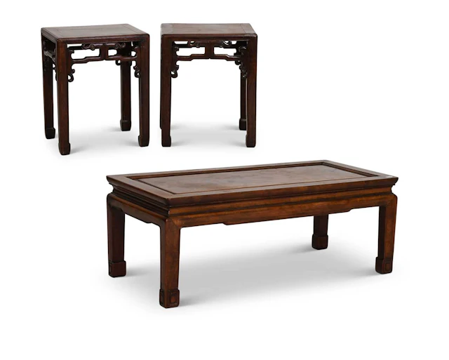 A Pair of Chinese Hardwood Side Tables, circa 1900, A Chinese Kang-Style
