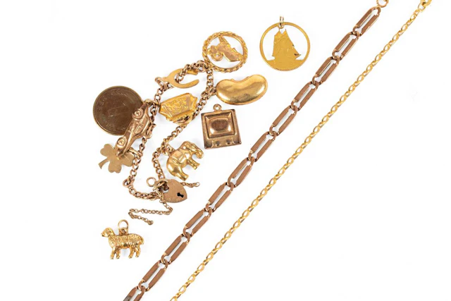 A 9 Carat Gold Curb Link Bracelet (a.f), A Fancy Link Bracelet, Another