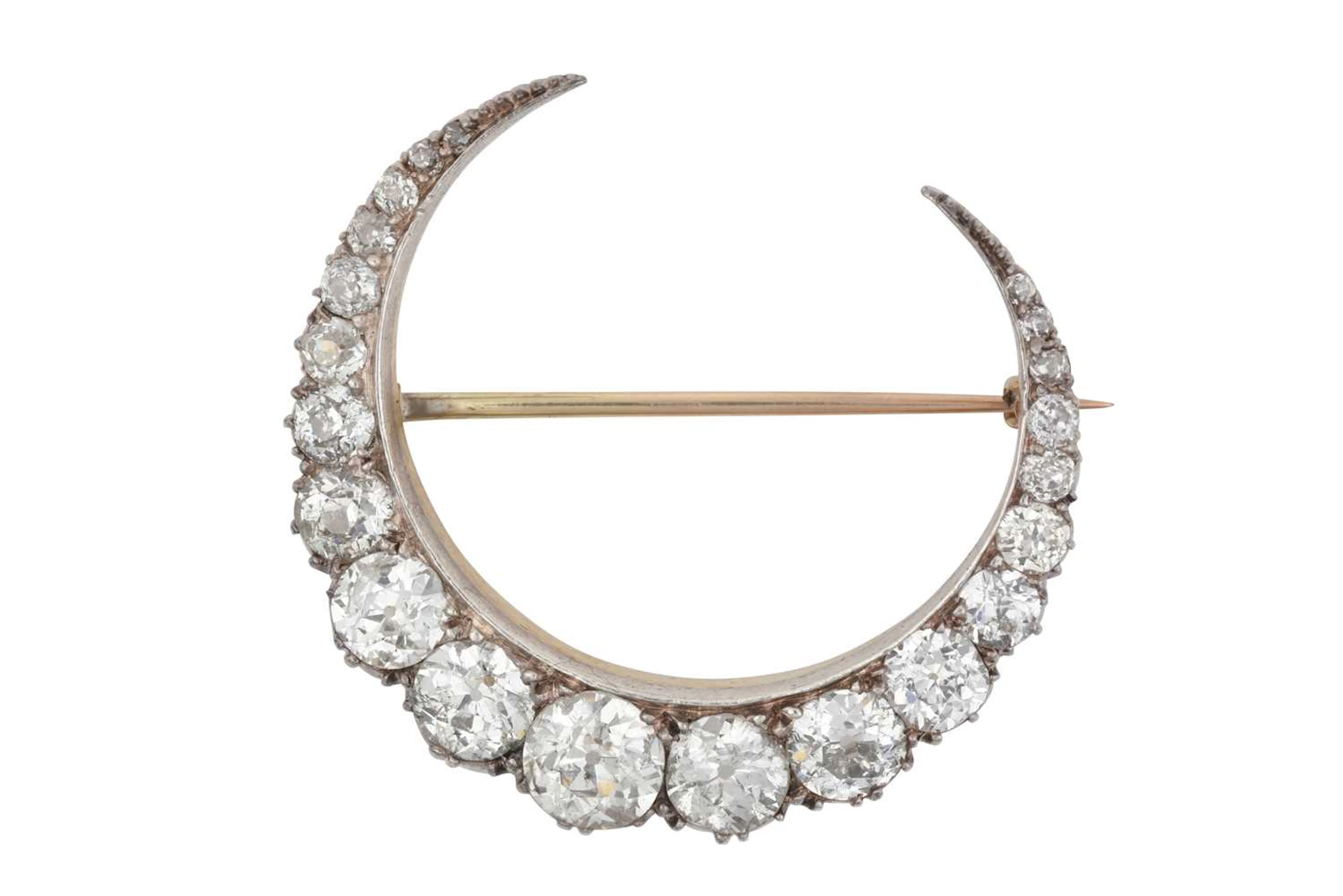 A Late Victorian Diamond Crescent Brooch