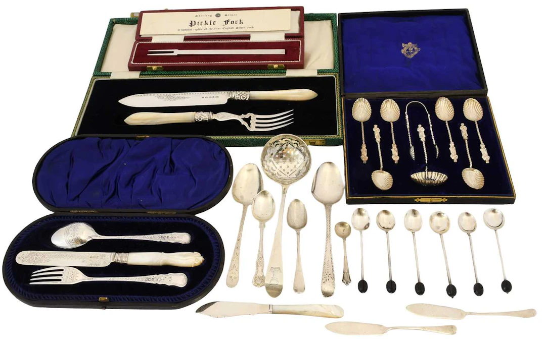 A Collection of Assorted George III and Later Silver Flatware