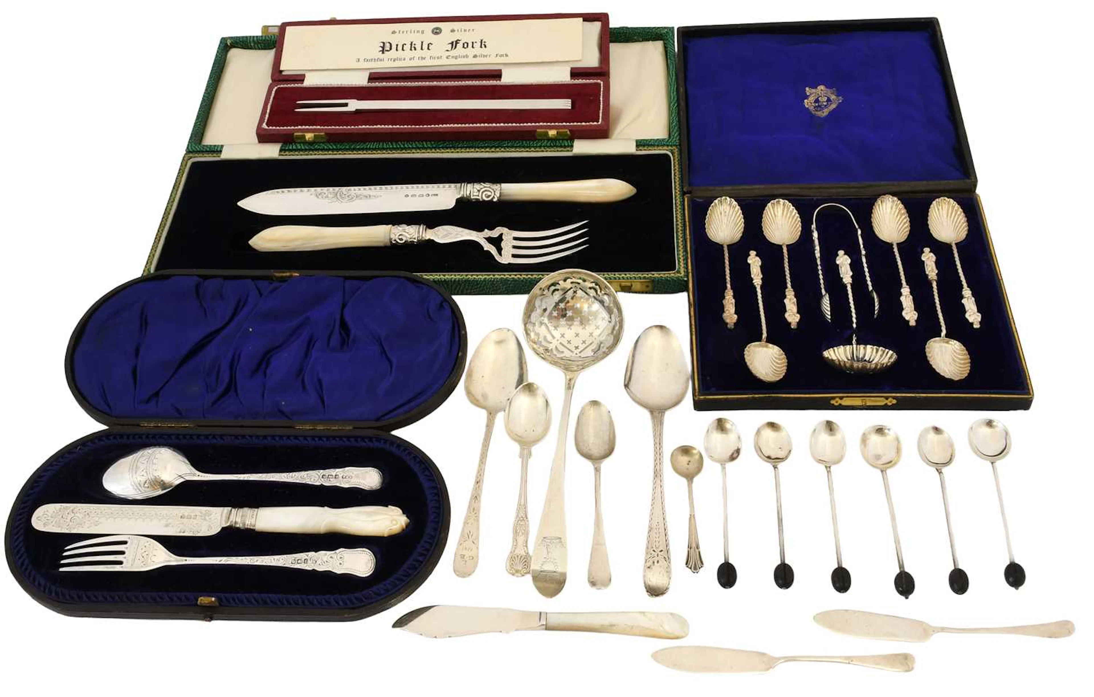 A Collection of Assorted George III and Later Silver Flatware