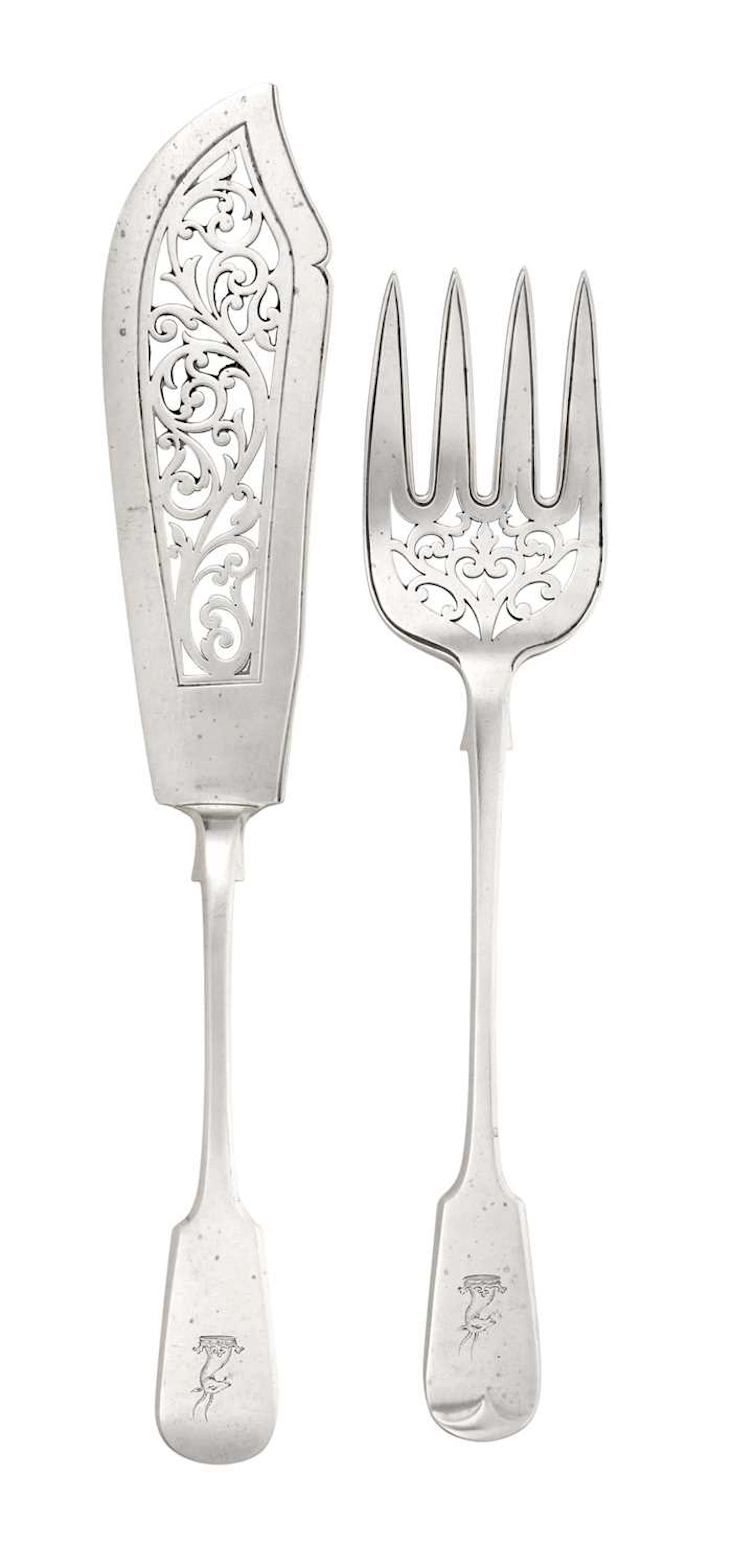 A Pair of Victorian Silver Fish-Servers by John, Edward, Walter and