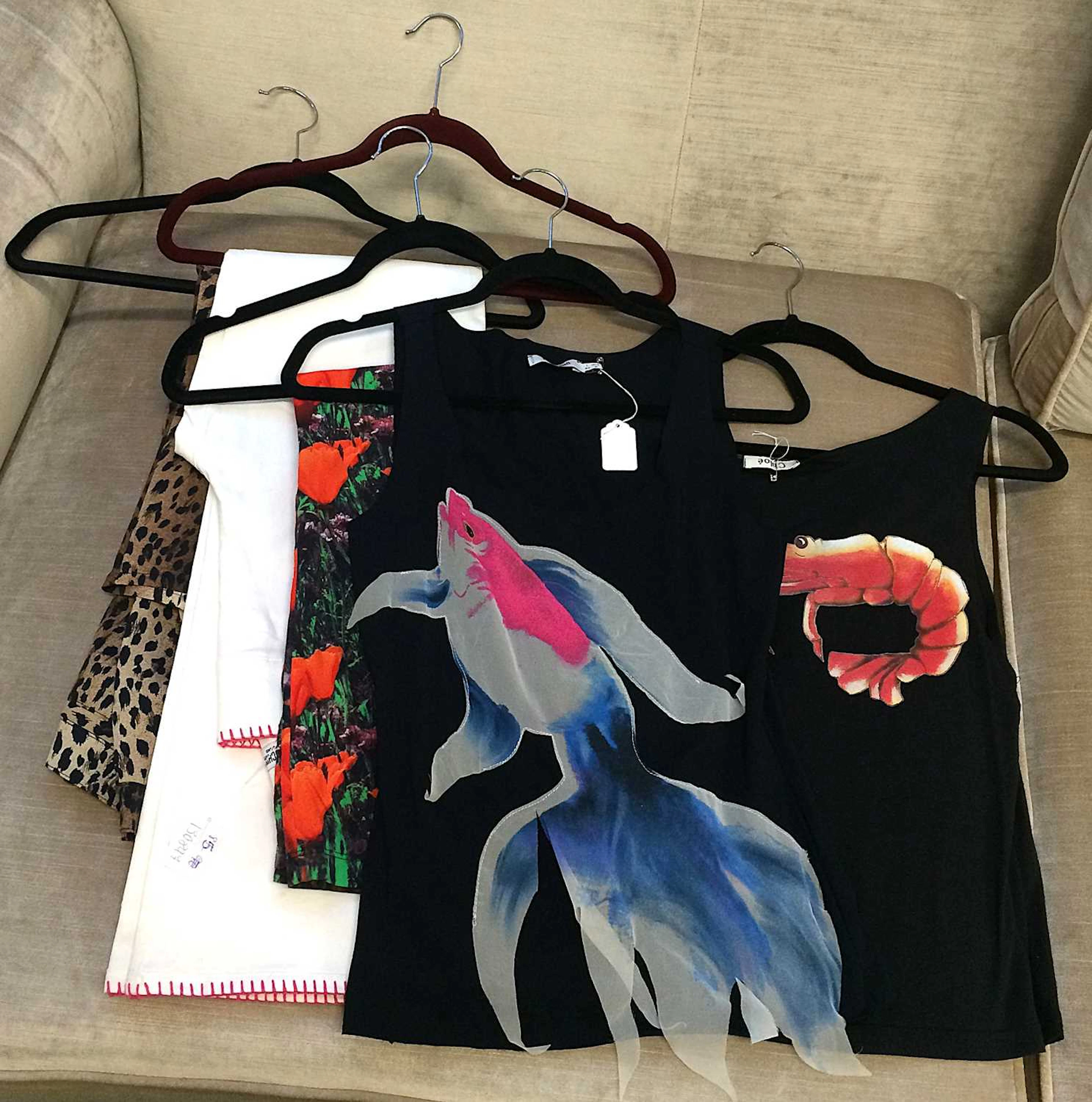 Black Chloé Tank Top, Black Moschino Tank Top, A Pair of Circa 1990s
