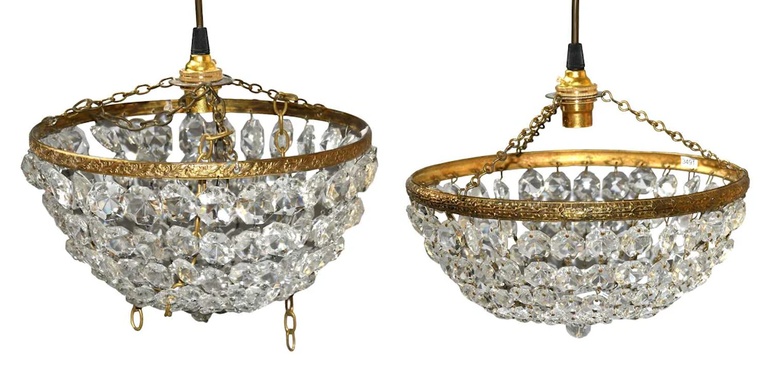 A Pair of Lustre Drop Bag Lights