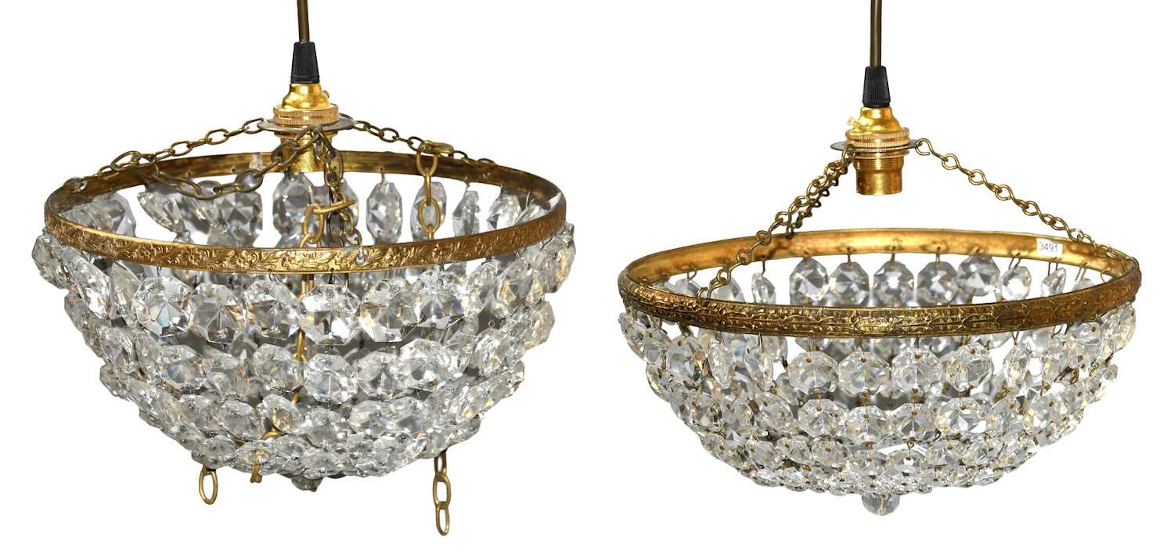 A Pair of Lustre Drop Bag Lights