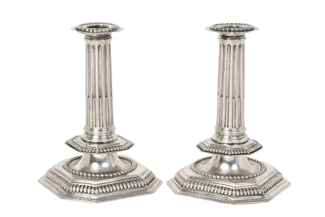 A Pair of William and Mary Silver Candlesticks by Thomas Ash, London