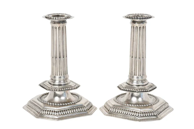 A Pair of William and Mary Silver Candlesticks by Thomas Ash, London