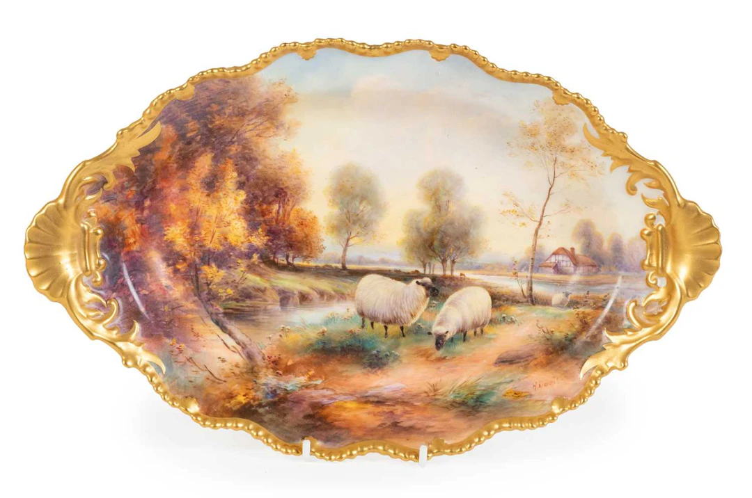 A Royal Worcester Porcelain Dish, by Harry Davis, 1923