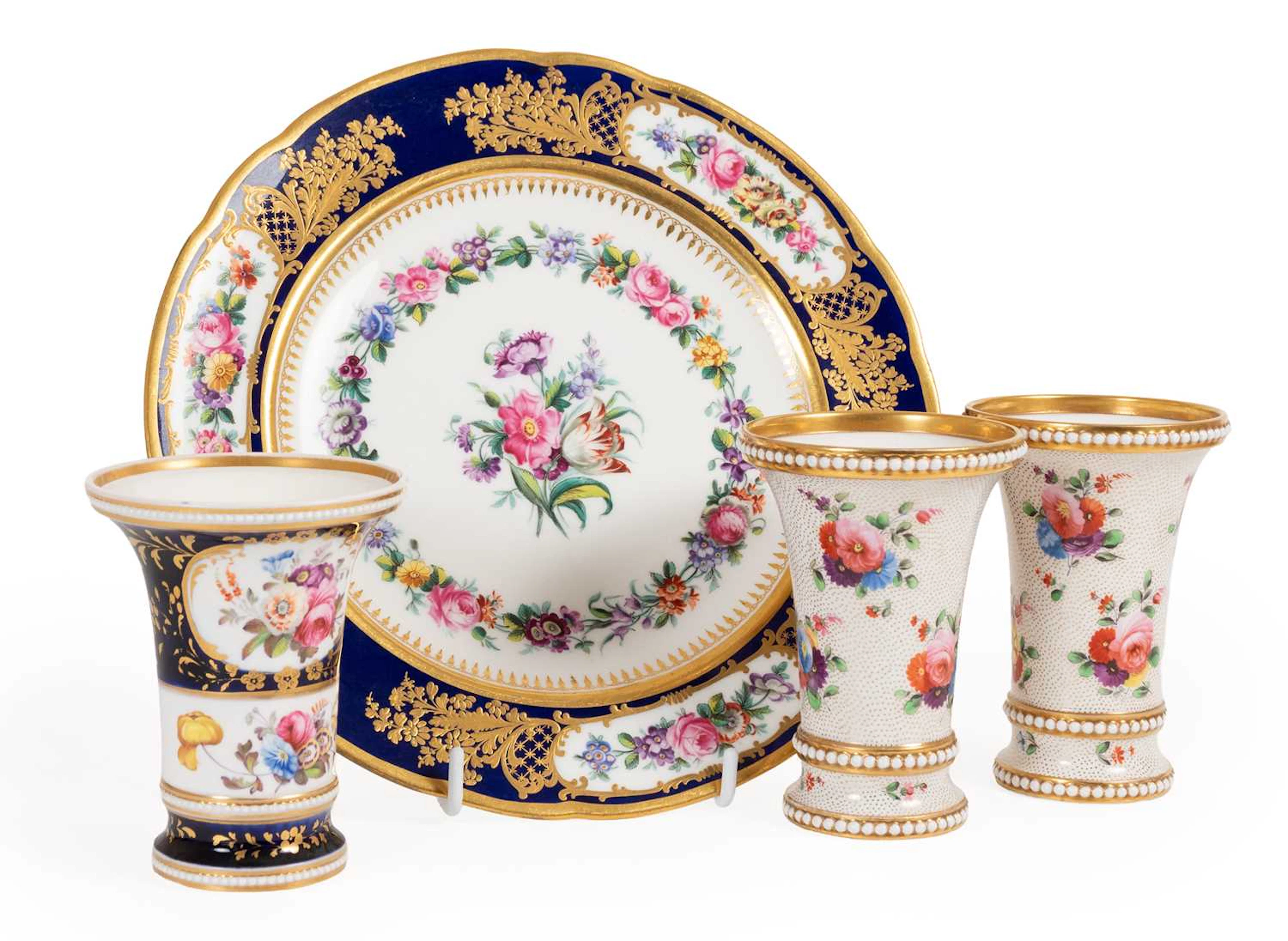 A Pair of Spode Porcelain Spill Vases, circa 1830, Another, A Minton
