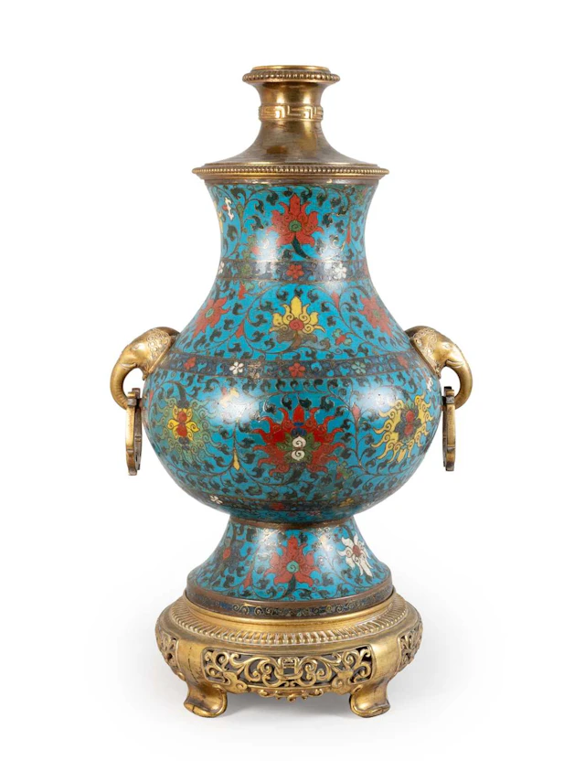 A Chinese Cloisonné Vase (Hu), Ming Dynasty, probably early 17th century