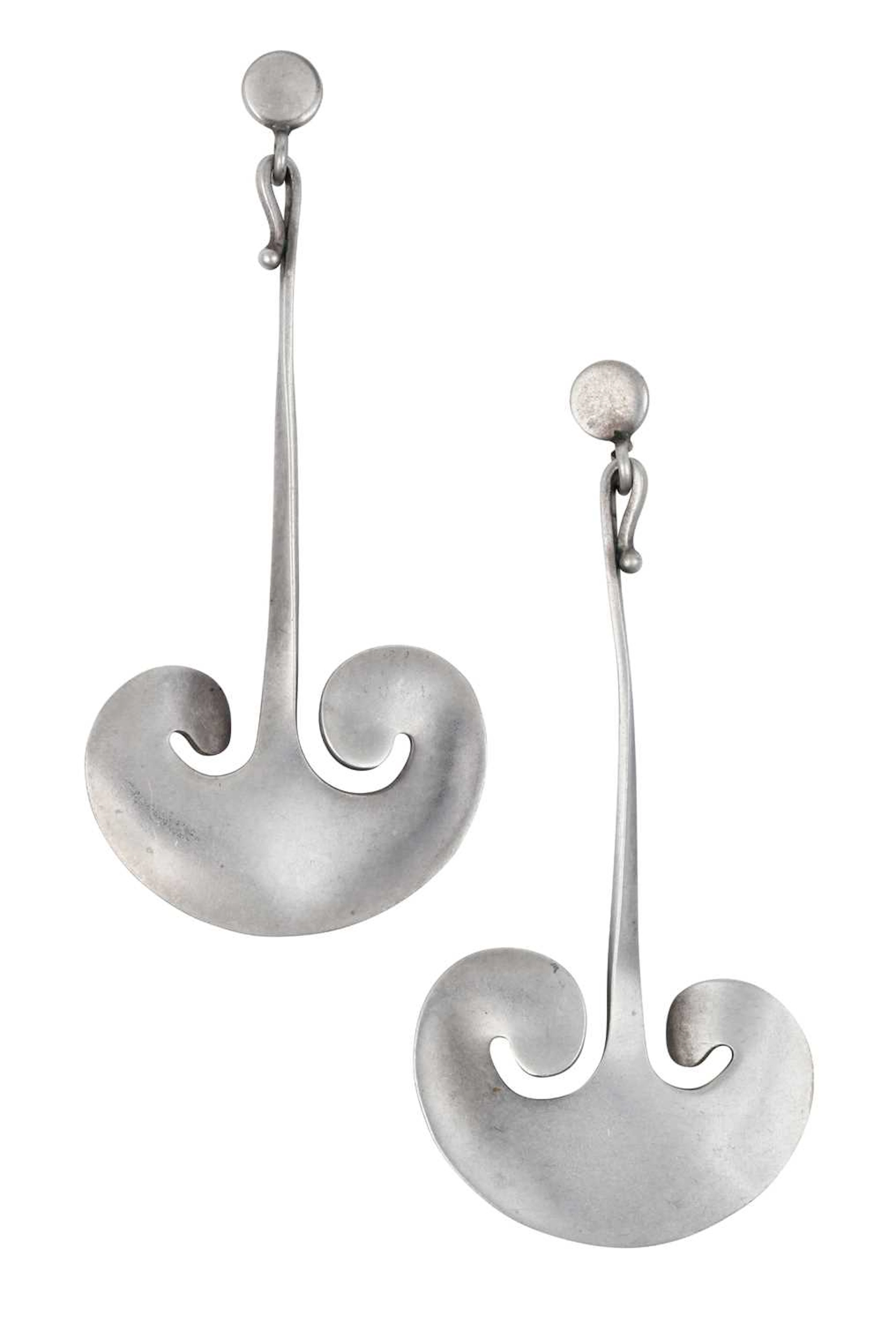 A Pair of Drop Earrings, designed by Vivianna Torun Bülow-Hübe for Georg Jensen