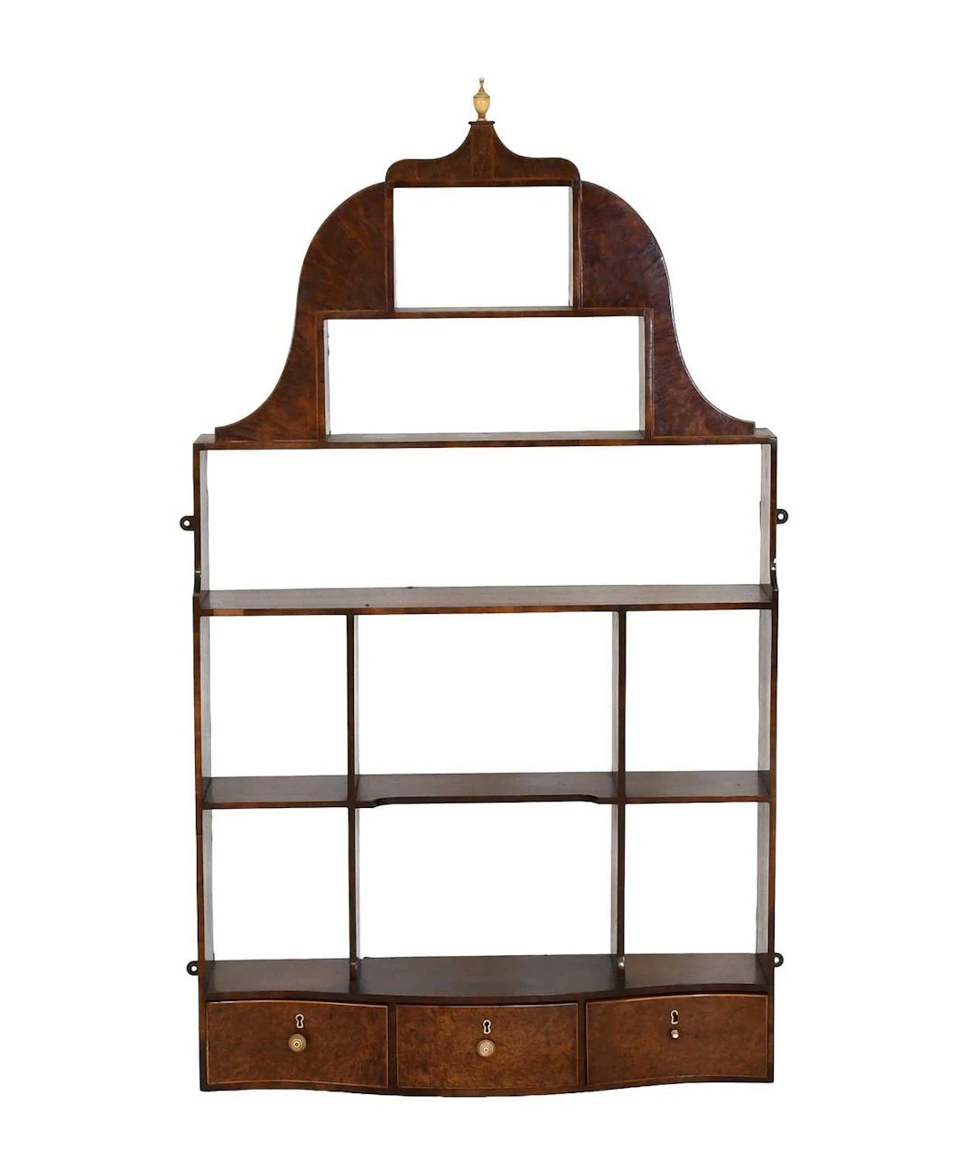 A George III-Style Amboyna and Mahogany Wall-Mounted Display Shelf