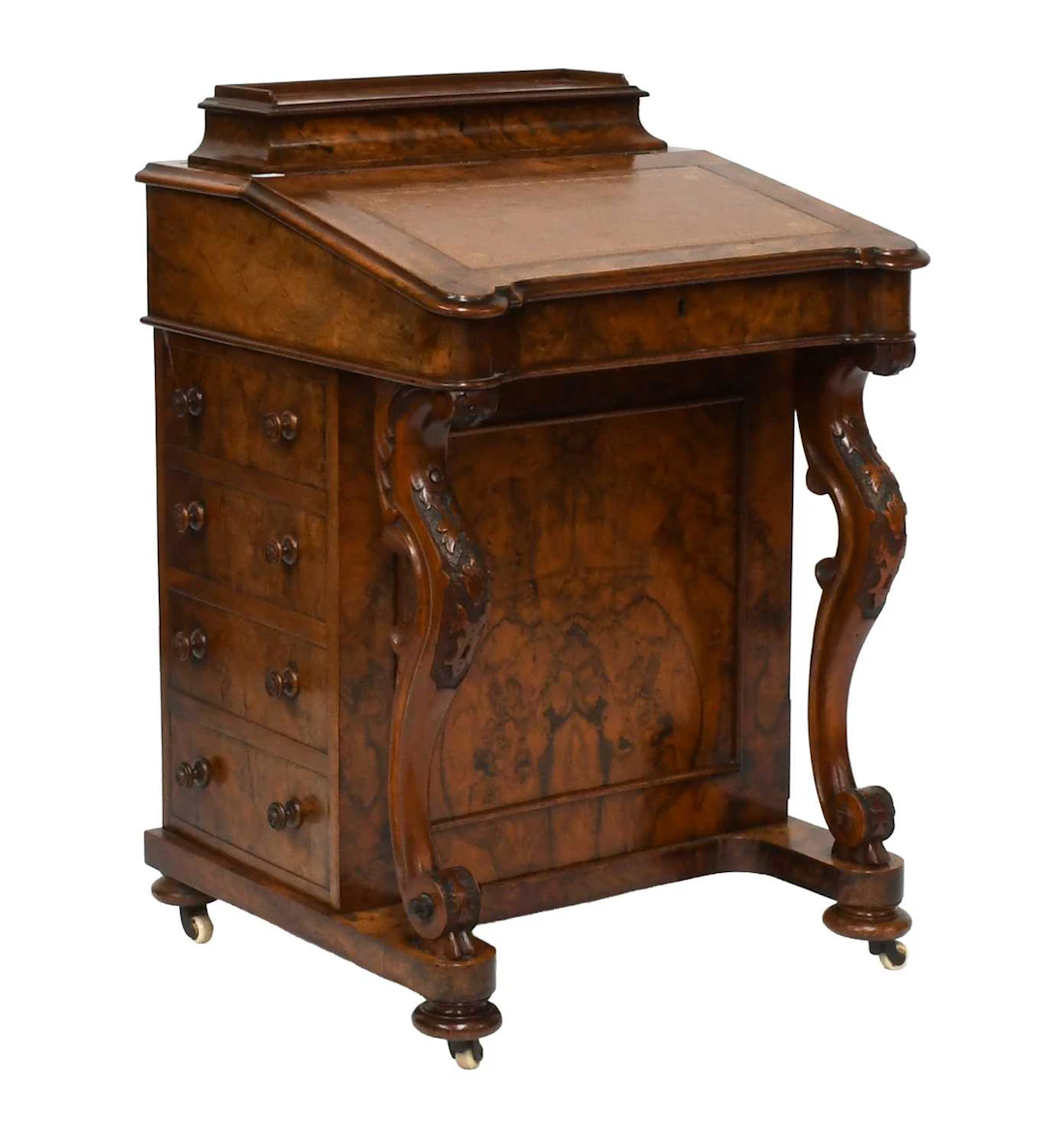 A Victorian Burr Walnut Davenport