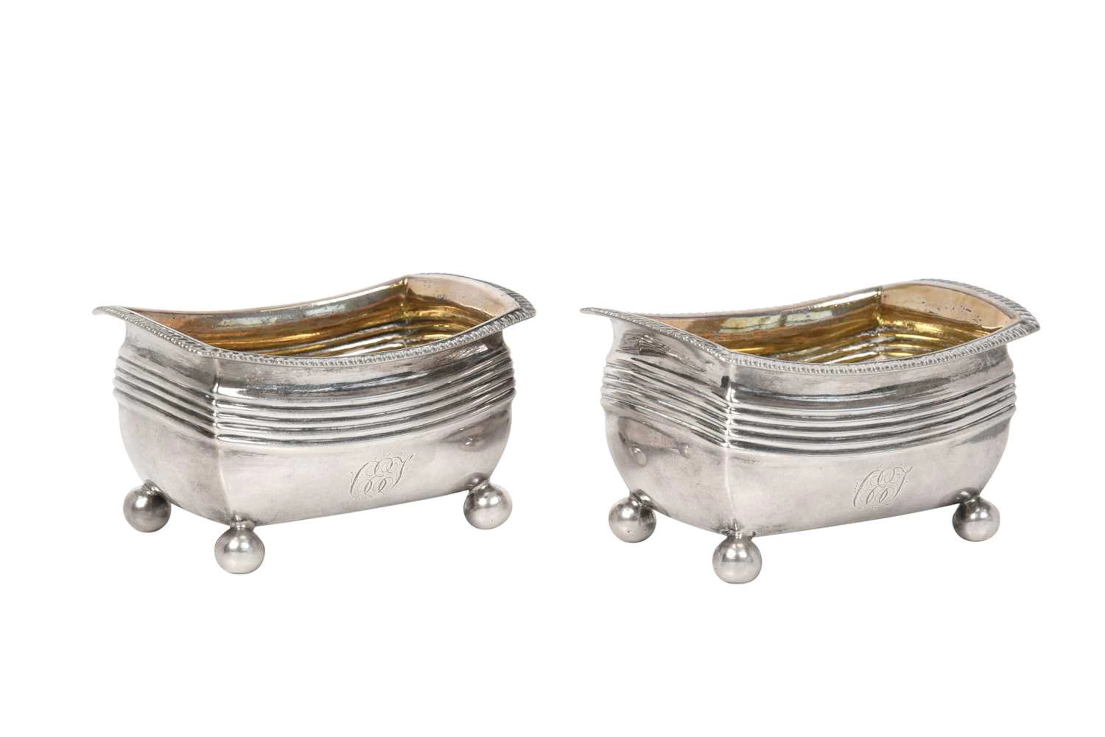 A Pair of George III Silver Salt-Cellars by Alice and George Burrows