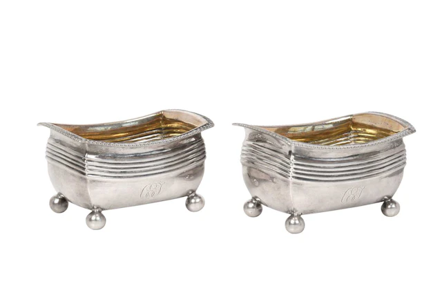 A Pair of George III Silver Salt-Cellars by Alice and George Burrows
