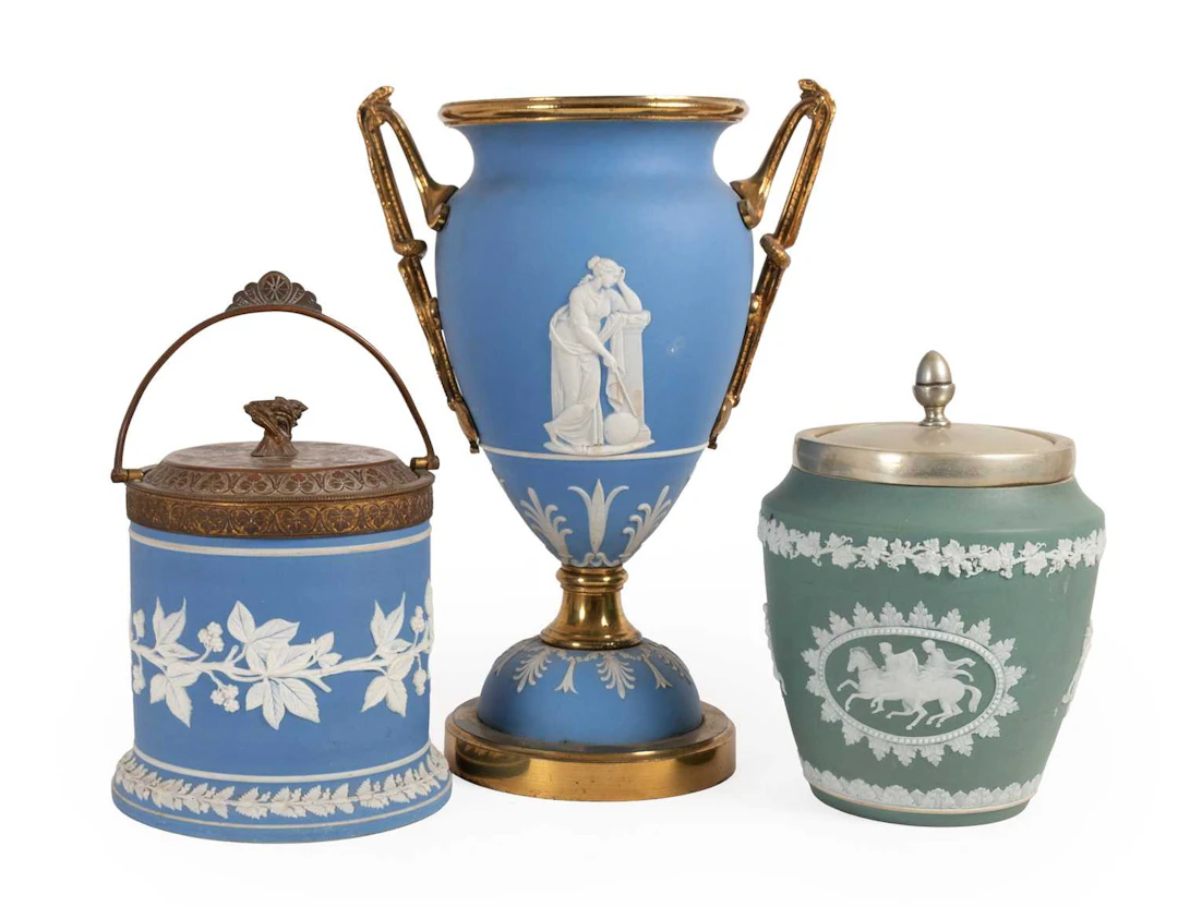 A Wedgwood Gilt-Metal-Mounted Dark Blue Jasperware Vase, 19th century