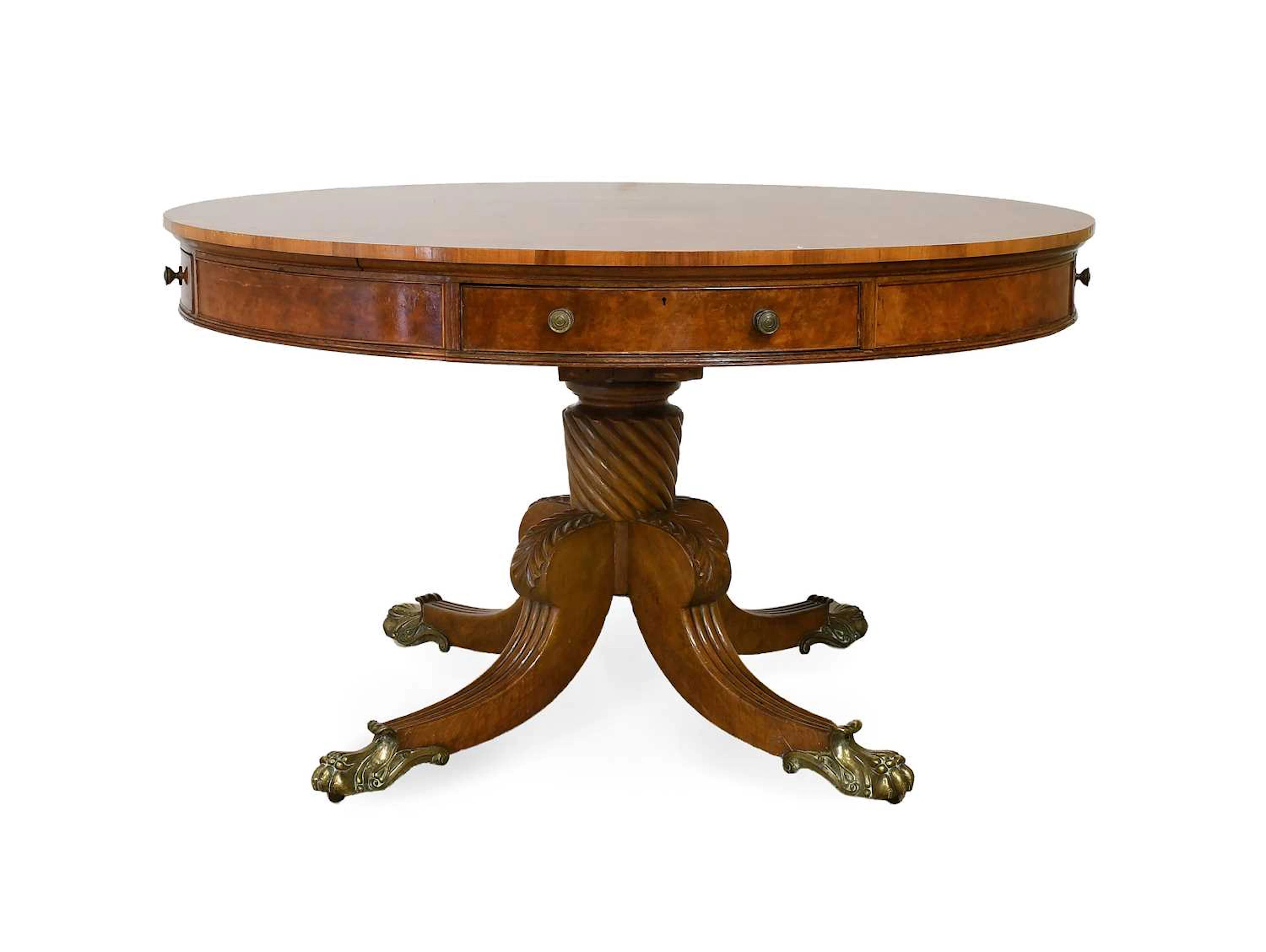 An Early Victorian Burr Walnut Circular Library Table, mid-19th century