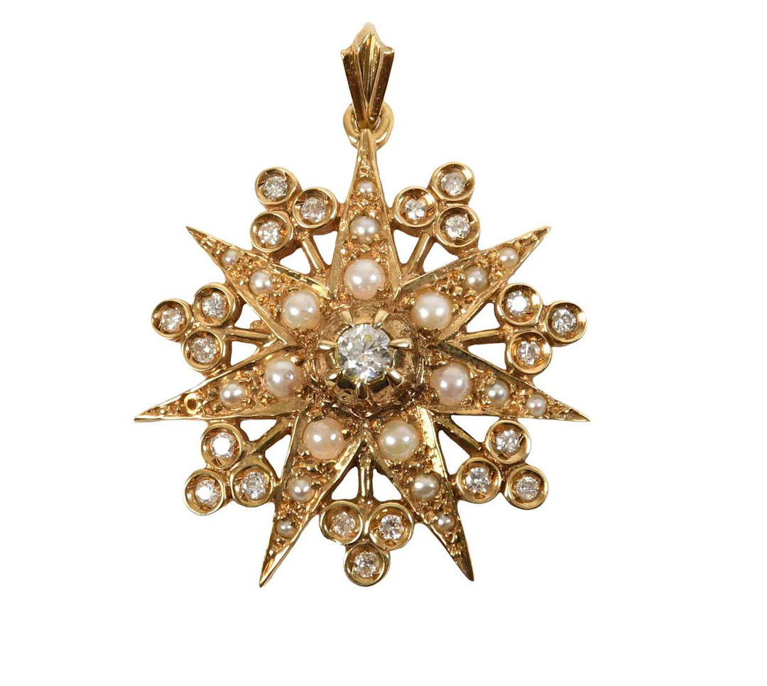 A Diamond and Split Pearl Pendant
