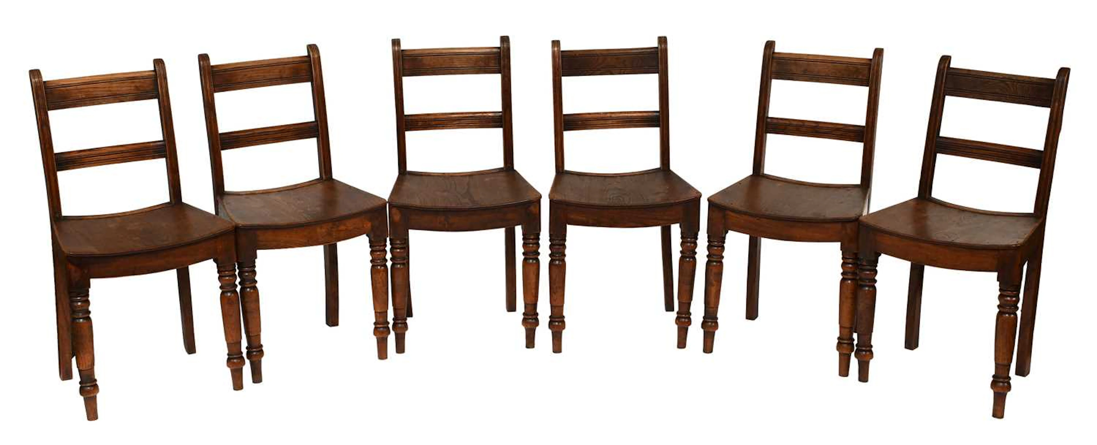A Set of Six Provincial Elm Kitchen Chairs
