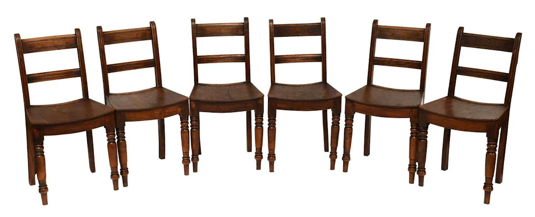 A Set of Six Provincial Elm Kitchen Chairs