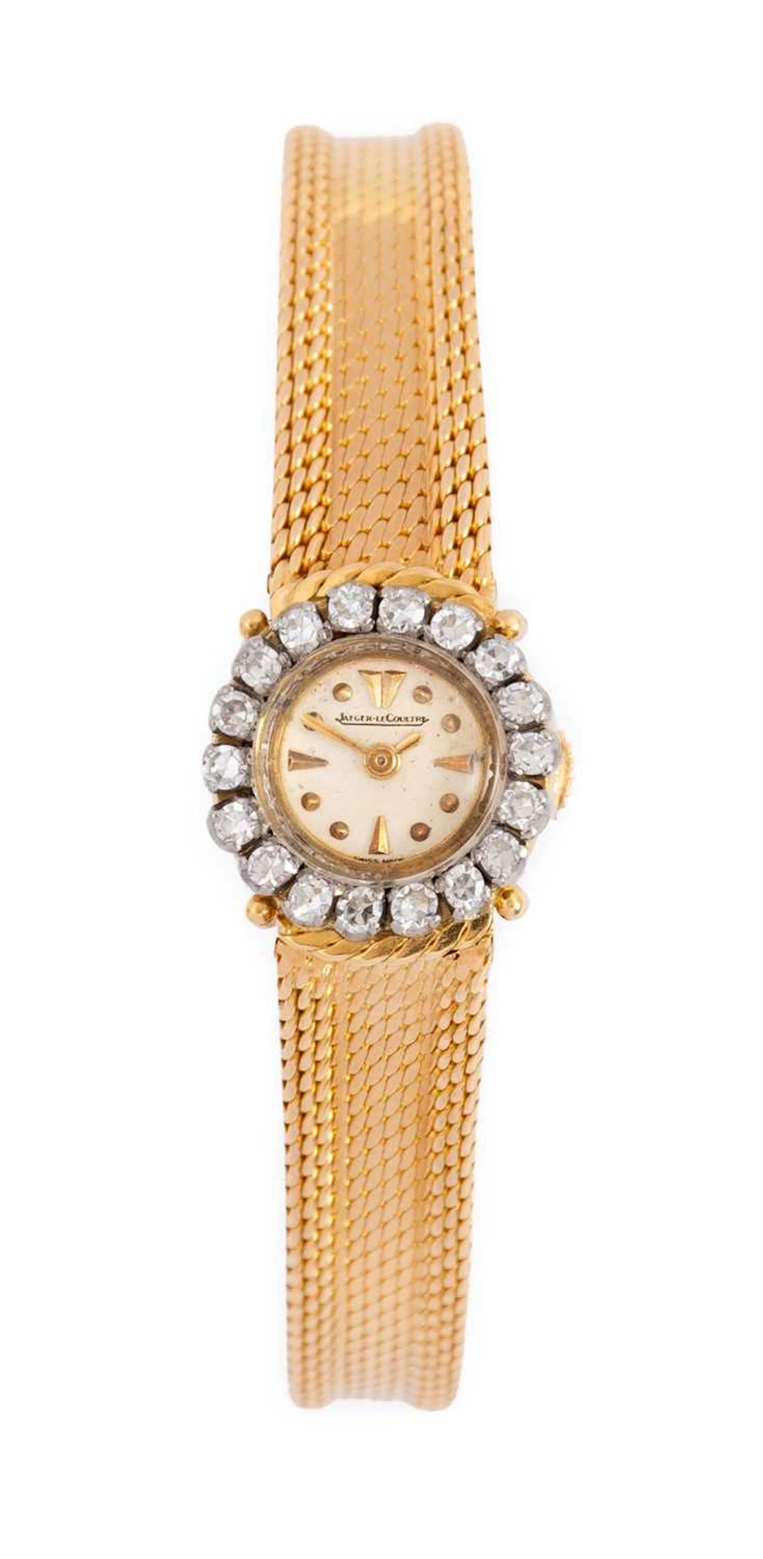 Jaeger LeCoultre: A Lady's 18 Carat Gold Diamond Set Wristwatch, signed