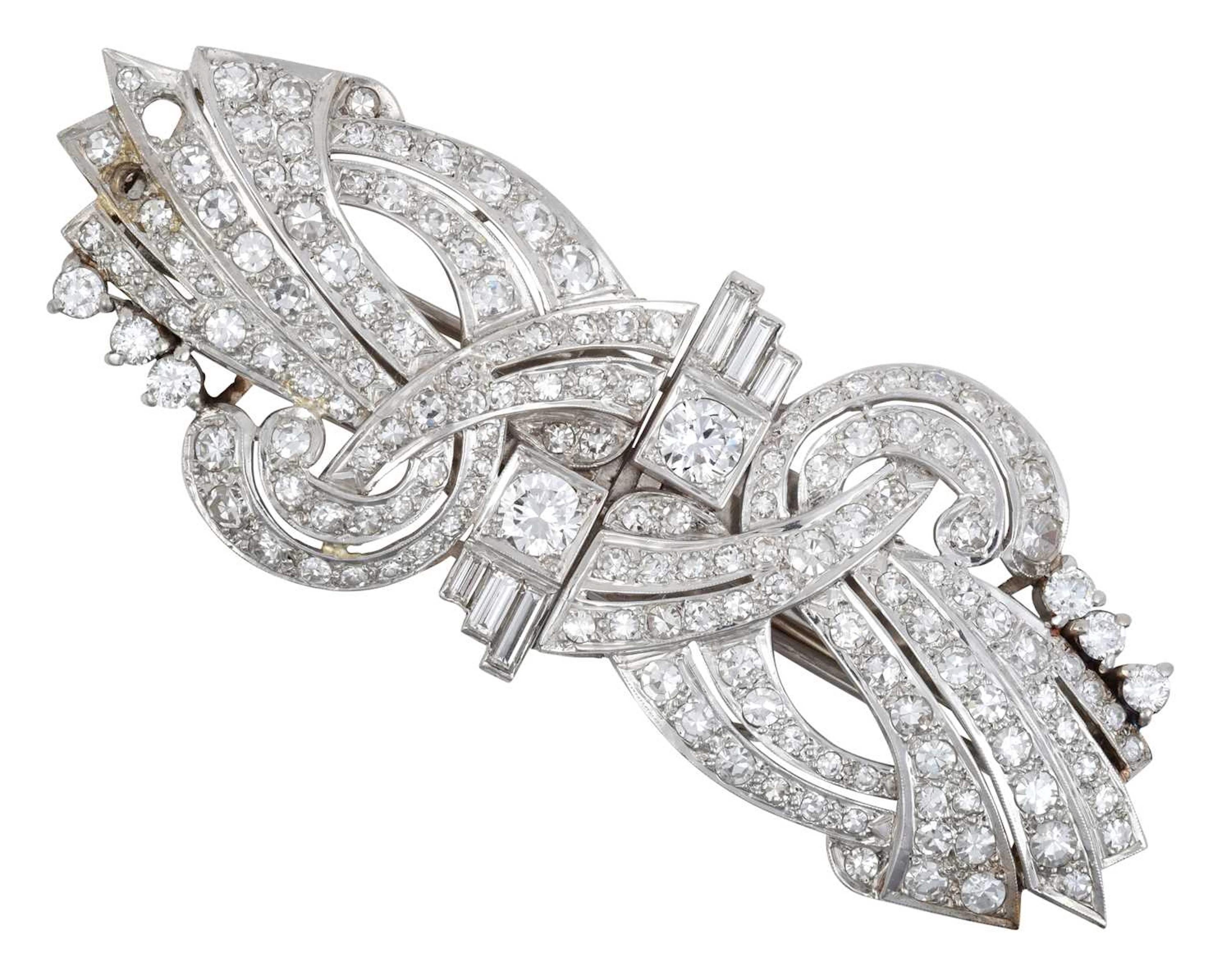 An Art Deco Diamond Double Clip Brooch