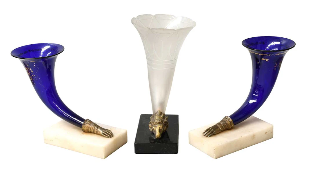 Frosted Glass Cornucopia Vase