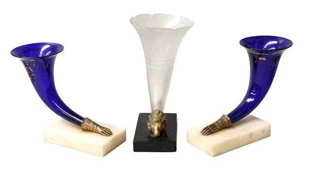 Frosted Glass Cornucopia Vase