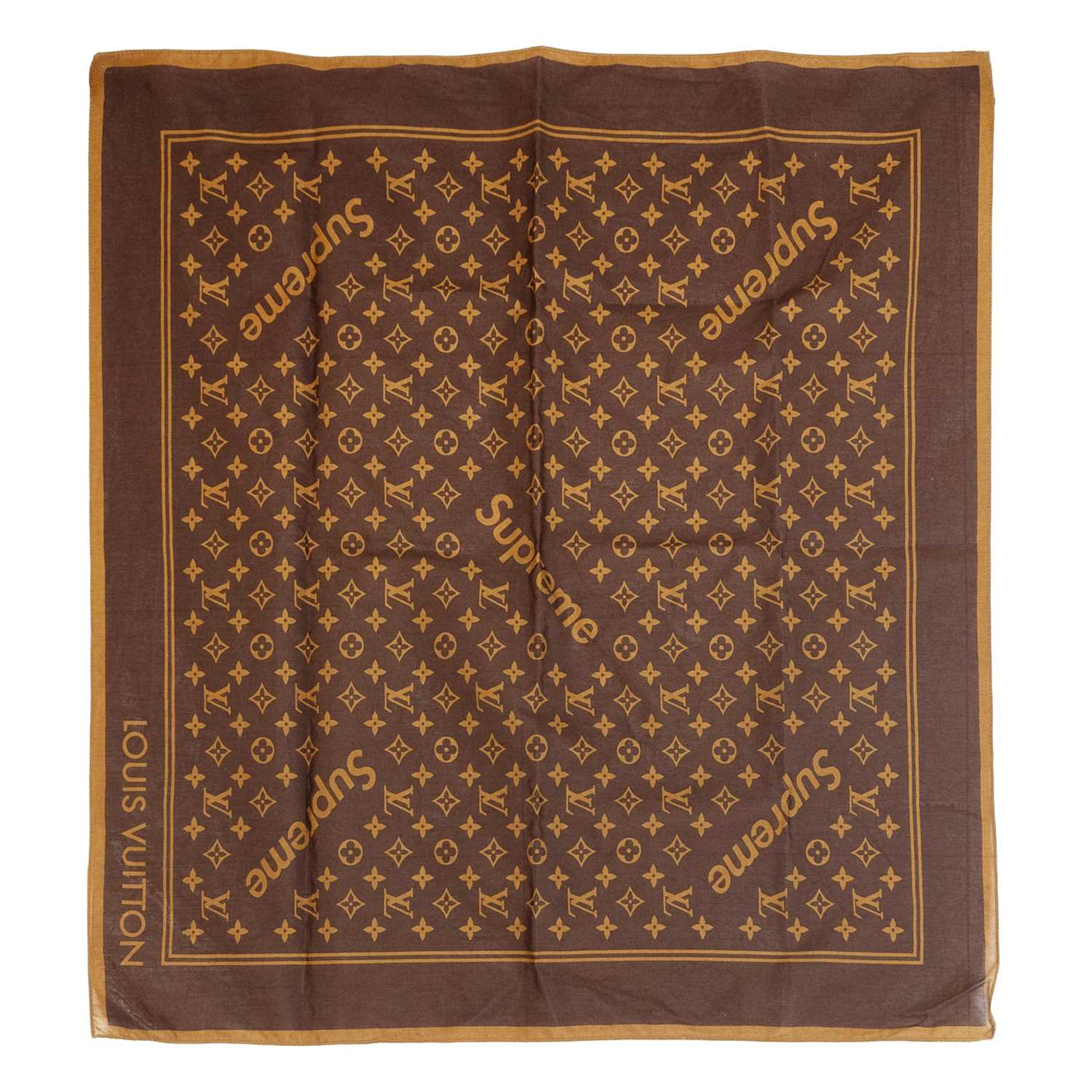 Louis Vuitton X Supreme Brown Monogram Bandana, by Kim Jones, Menswear