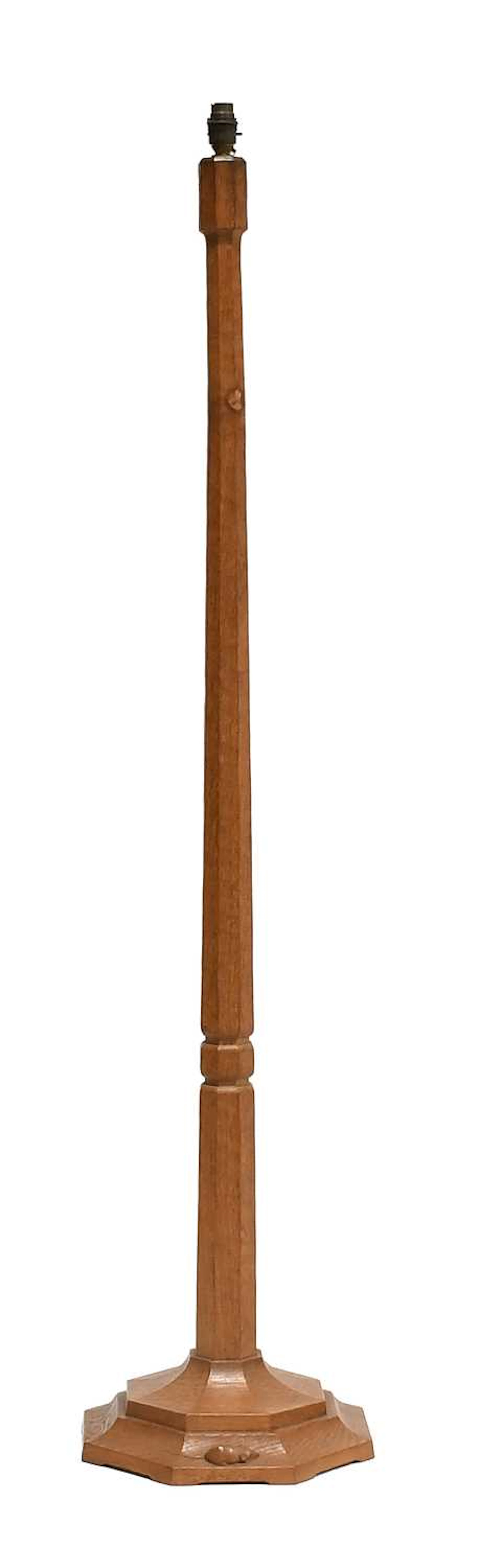 Workshop of Robert Mouseman Thompson (Kilburn): An English Oak Standard Lamp