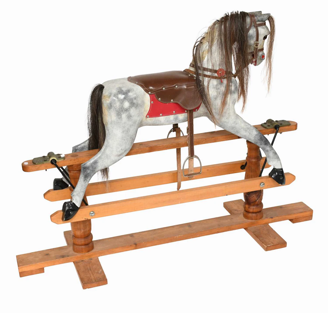 A Dapple Grey Painted Rocking Horse