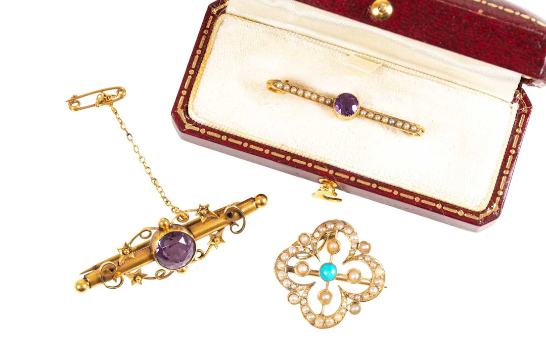 A Split Pearl and Turquoise Pendant/Brooch, A Split Pearl and Amethyst