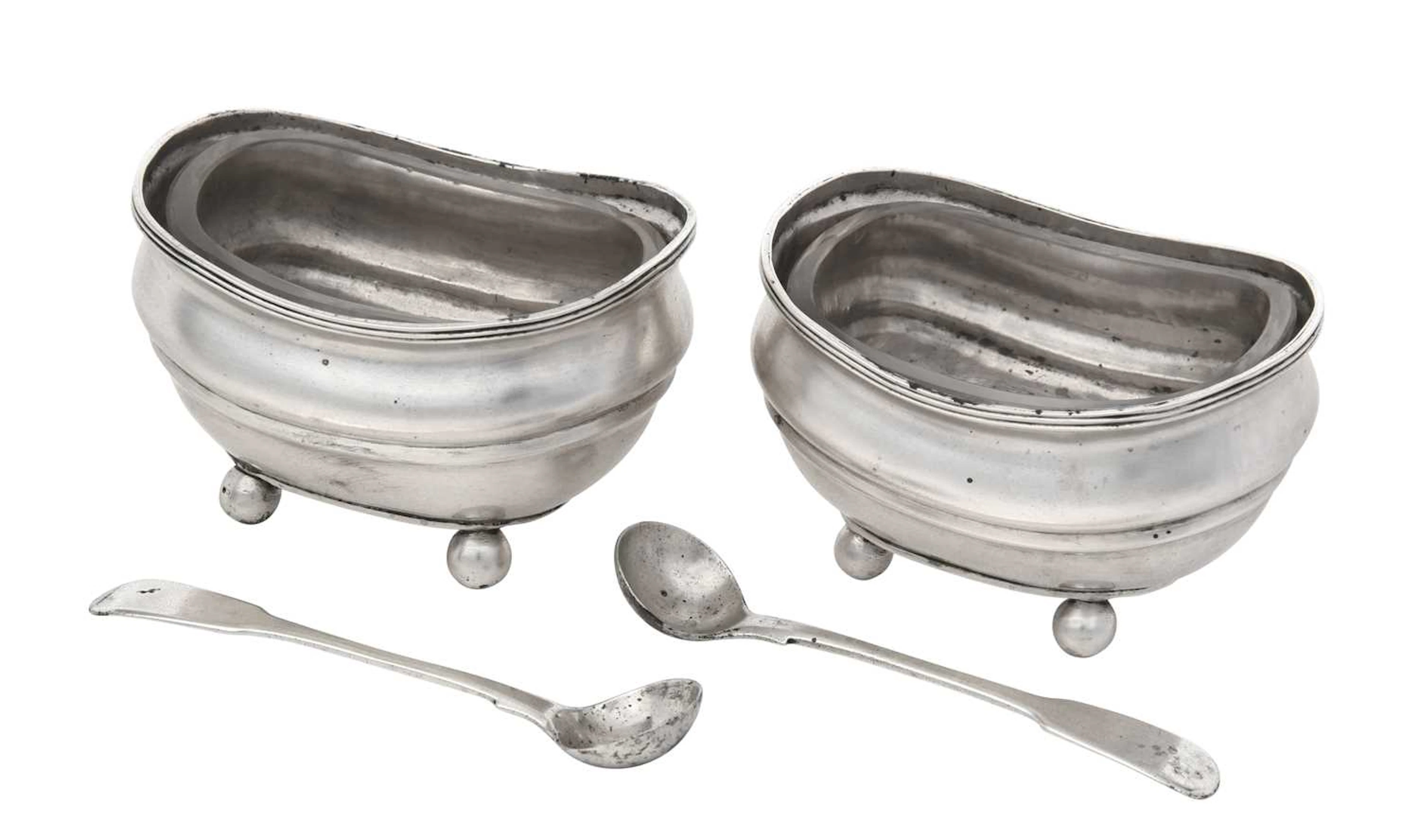 A Pair of George III Provincial Silver Salt-Cellars by Dorothy Langlands