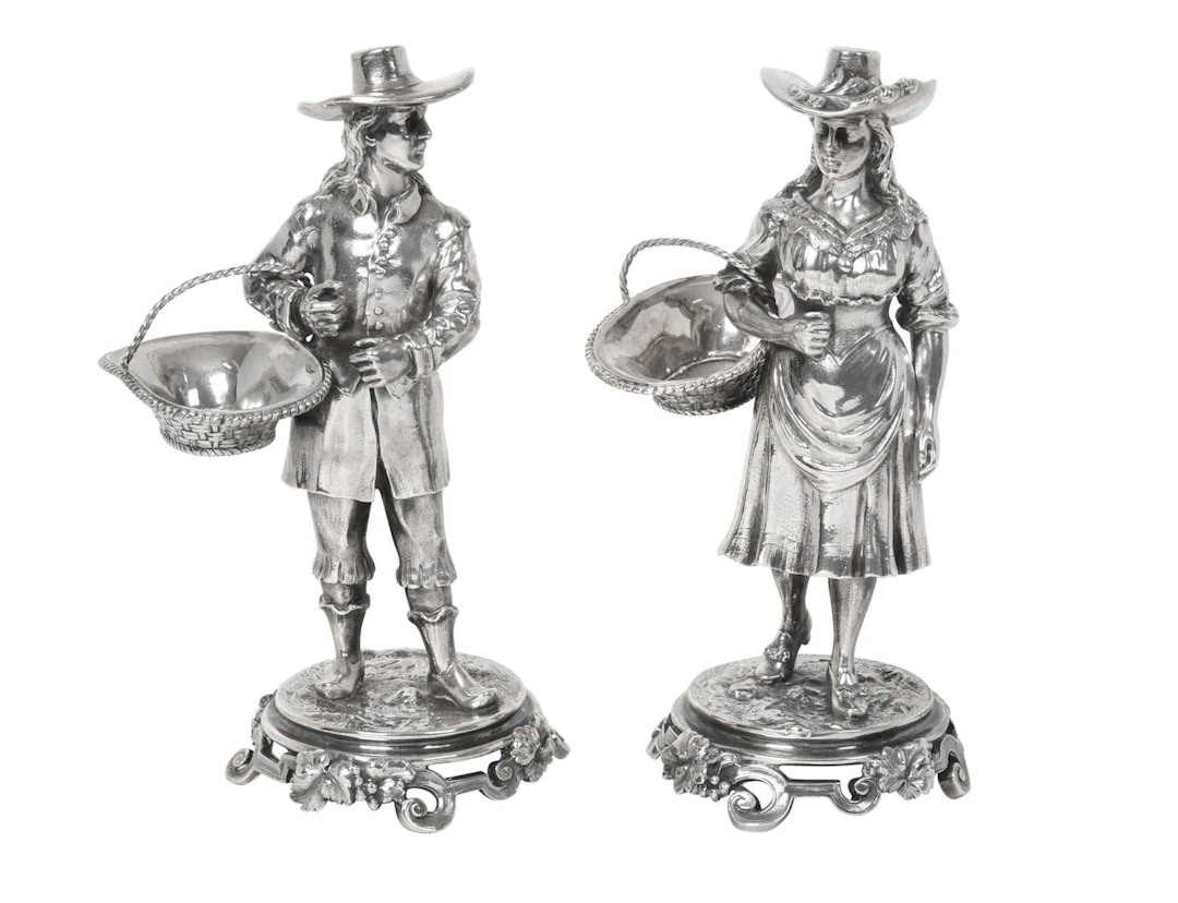 A Pair of George V Silver Figural Salt-Cellars by Sebastian Henry