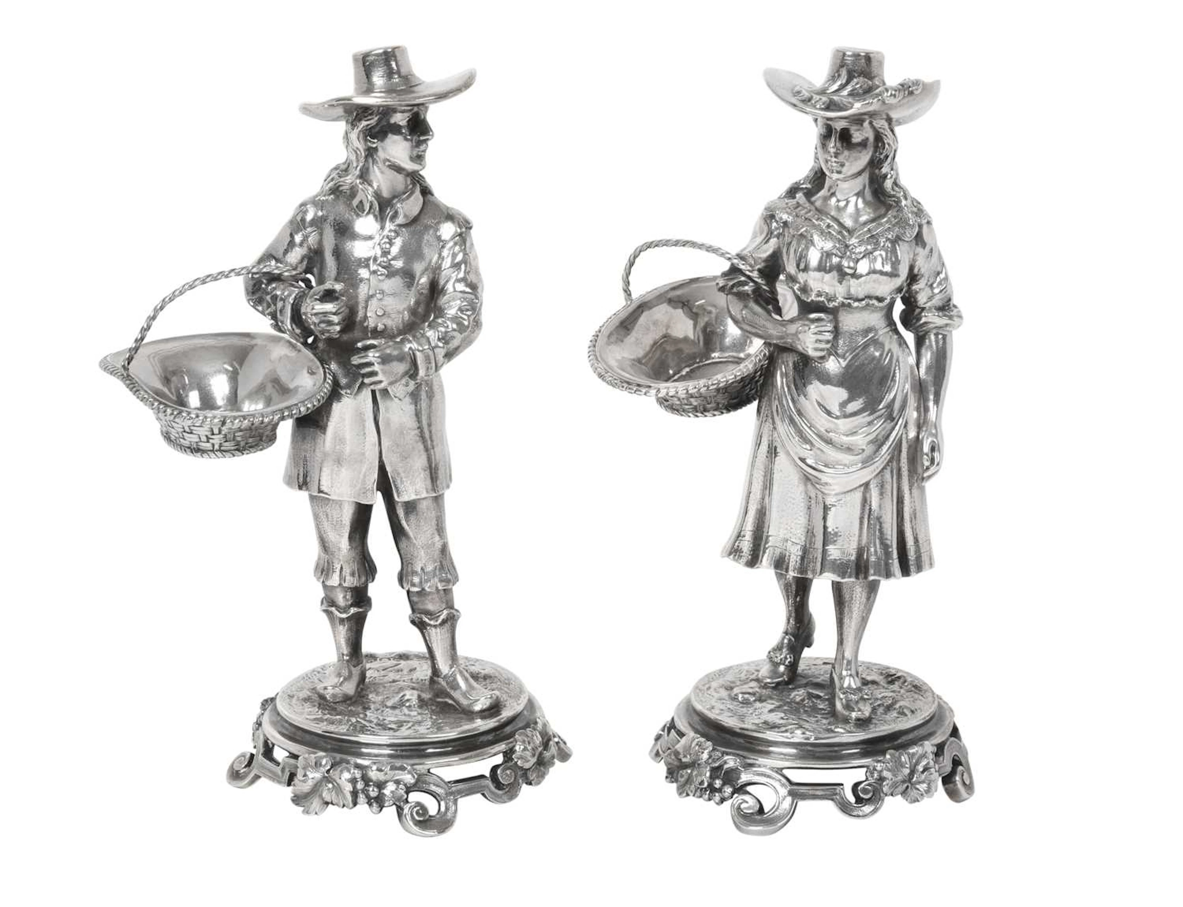 A Pair of George V Silver Figural Salt-Cellars by Sebastian Henry