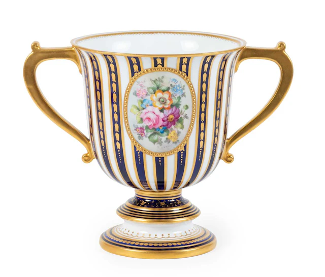 A Royal Crown Derby Porcelain Loving Cup, by George Jessop, 1913