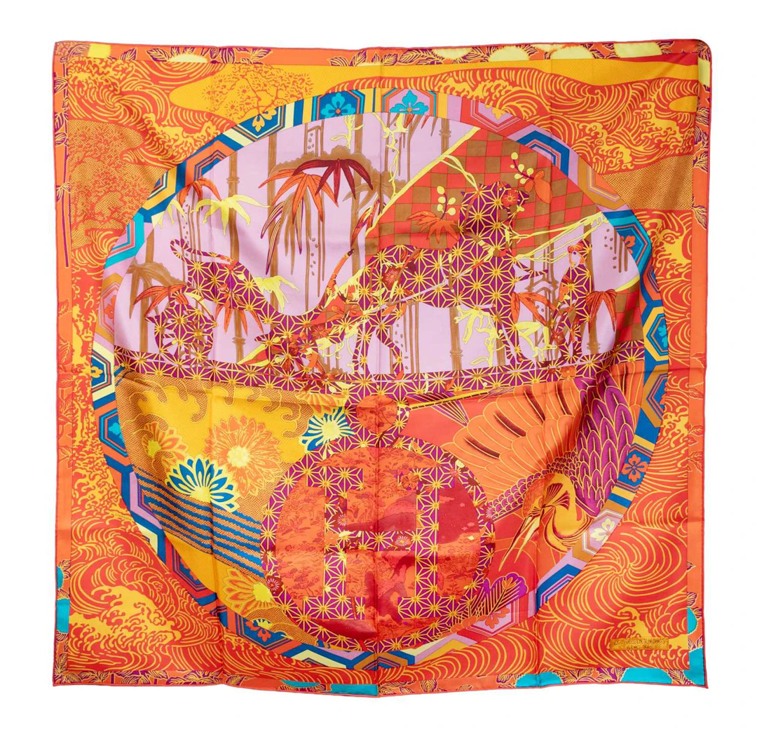 Hermès Silk Scarf, Ex-Libris en Kimonos Designed by Anamorphée