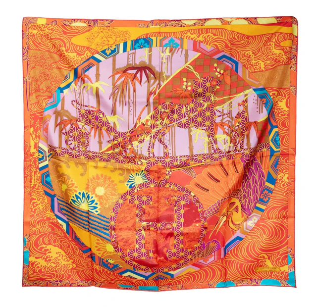 Hermès Silk Scarf, Ex-Libris en Kimonos Designed by Anamorphée