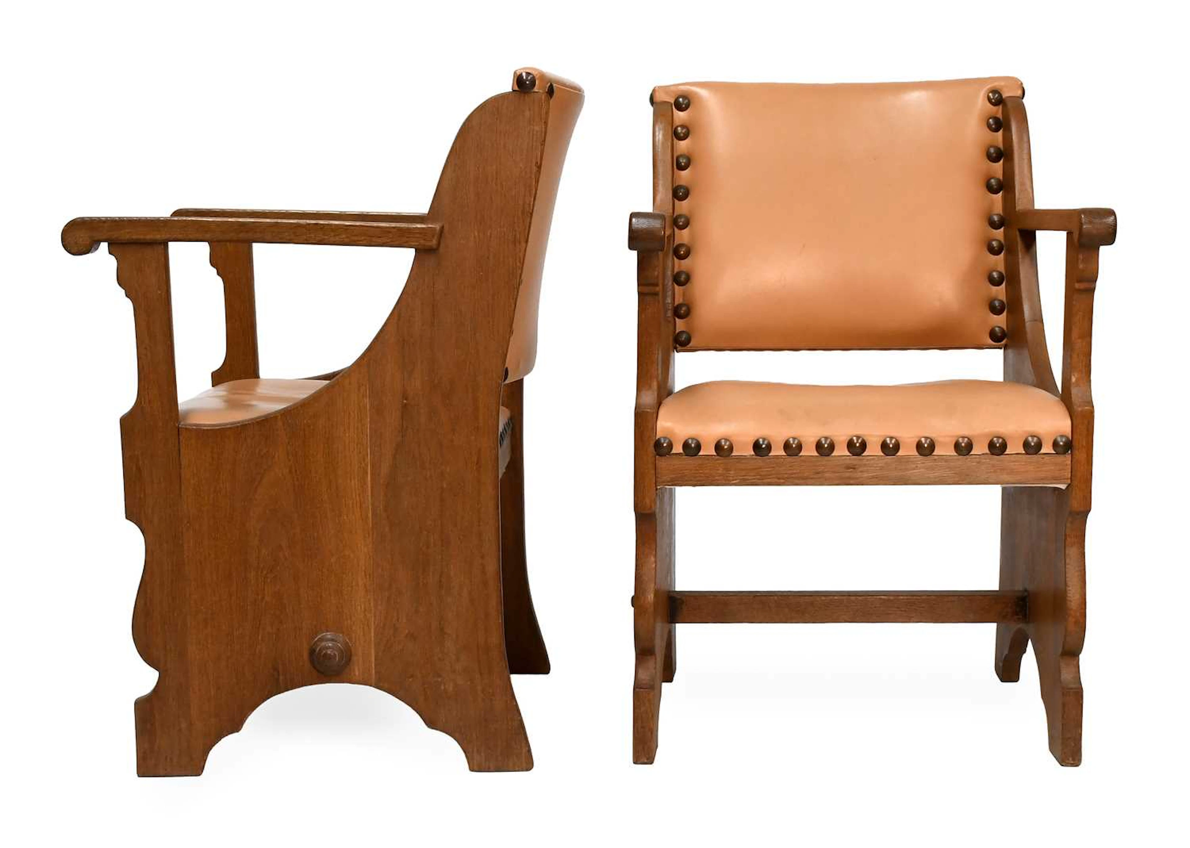 A Pair of Oak Armchairs