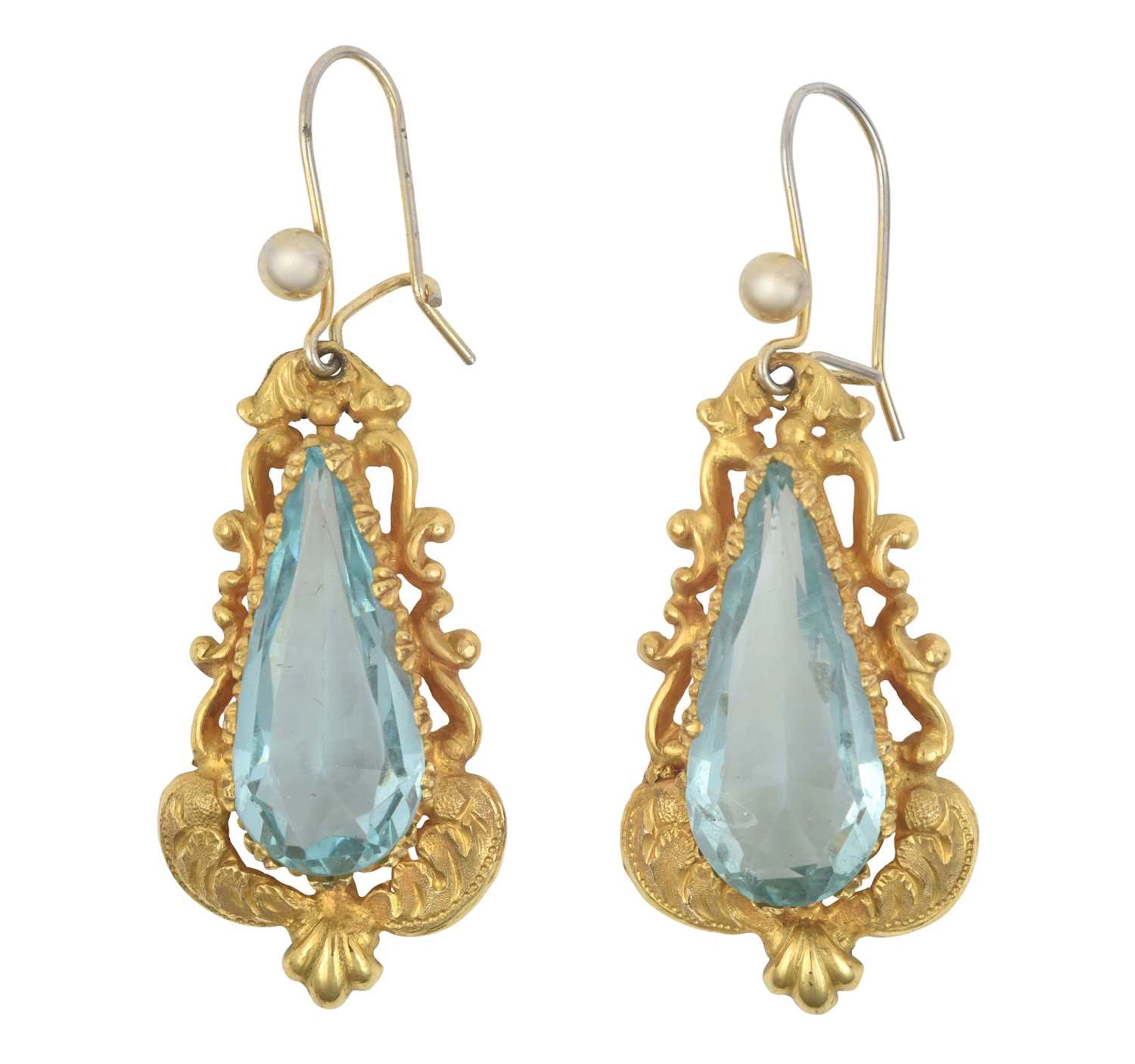 A Pair of Aquamarine Drop Earrings