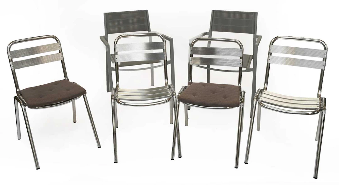 Pair of Modern Grey Aluminium Open Armchairs