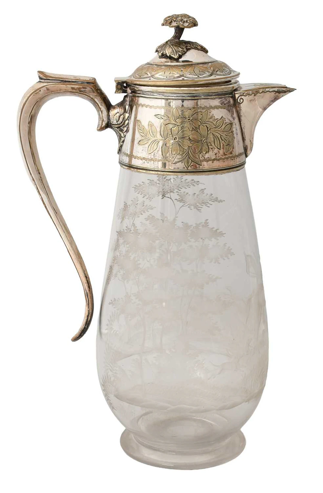 A Silver Plate-Mounted Engraved Glass Claret-Jug