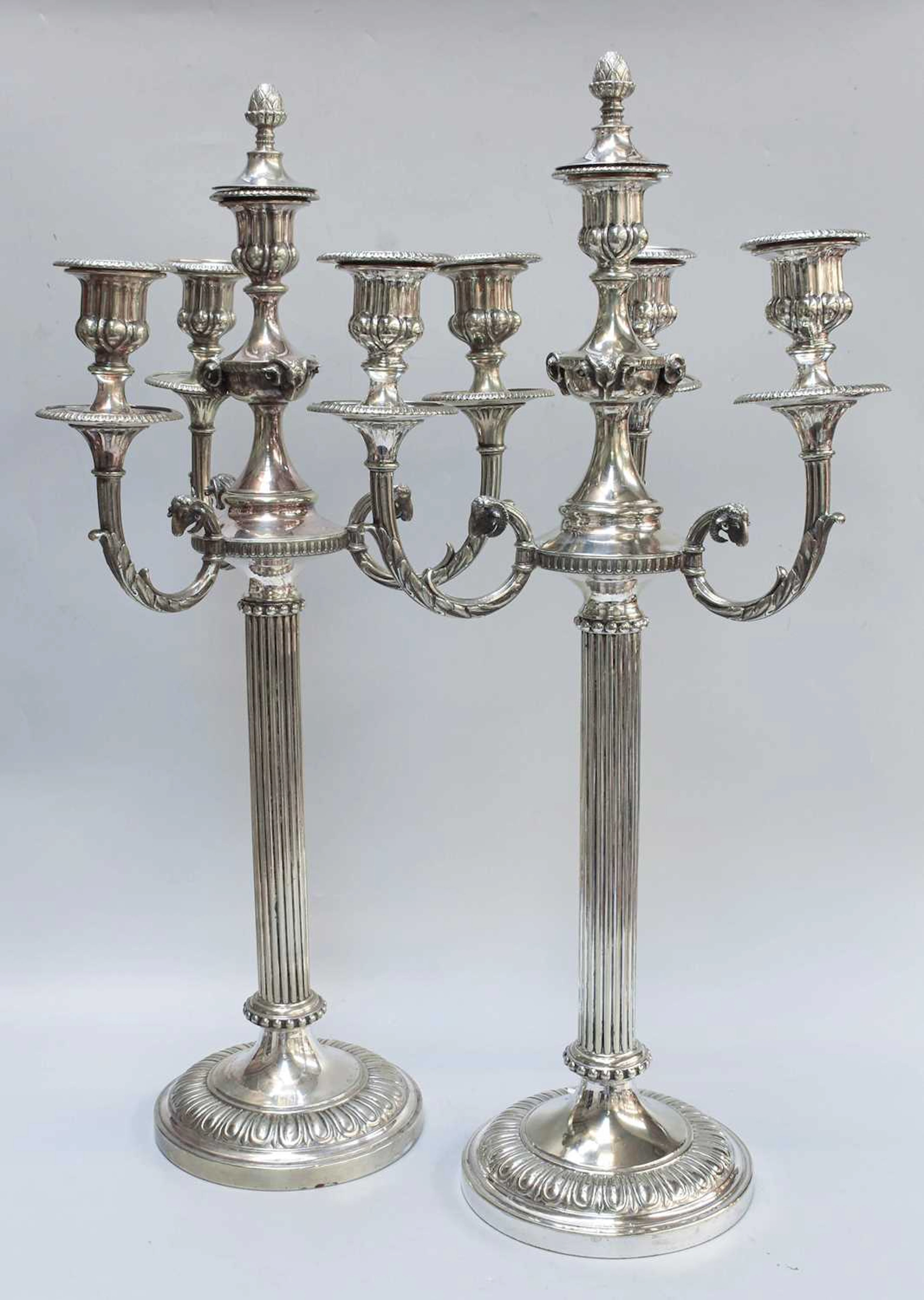 A Pair of Silver Plate Four-Light Candelabra