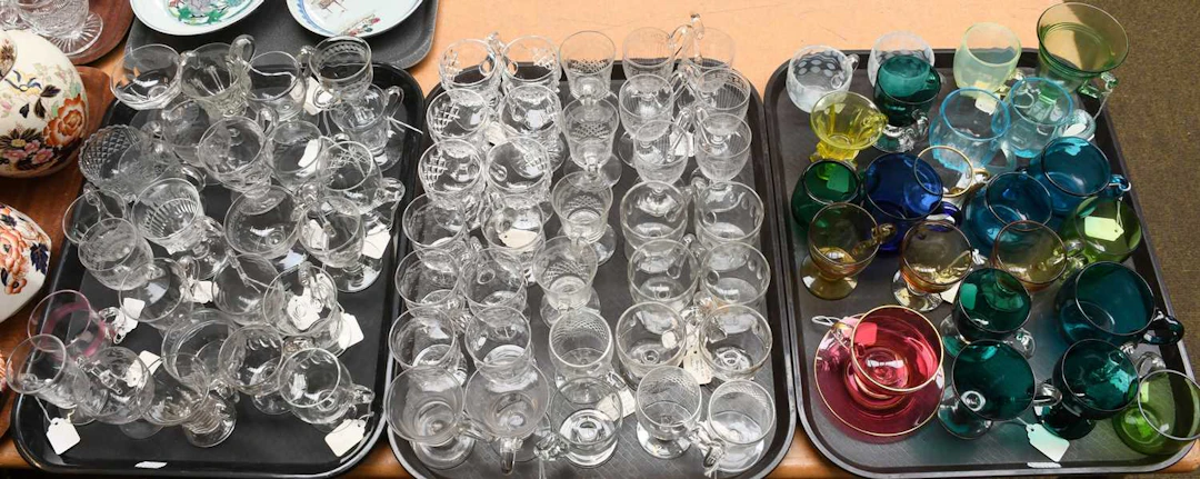 A Collection of Various Glass Custard Cups, Victorian and later