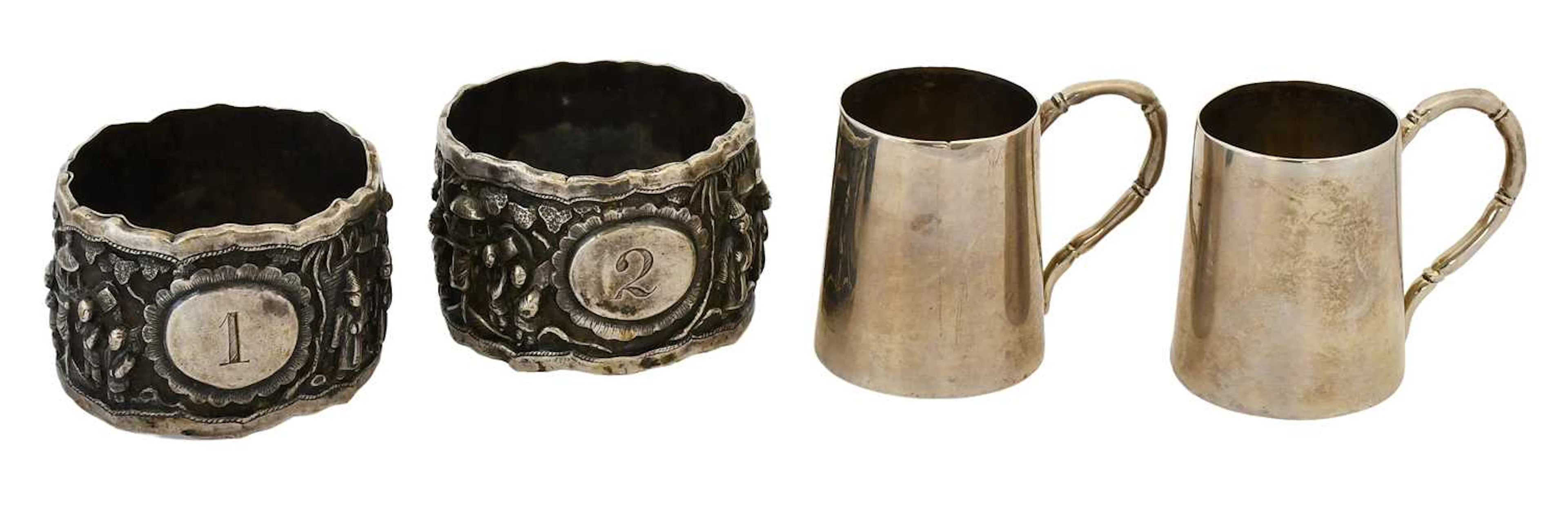 A Pair of Chinese Export Silver Small Mugs, by Luen Wo, Shanghai
