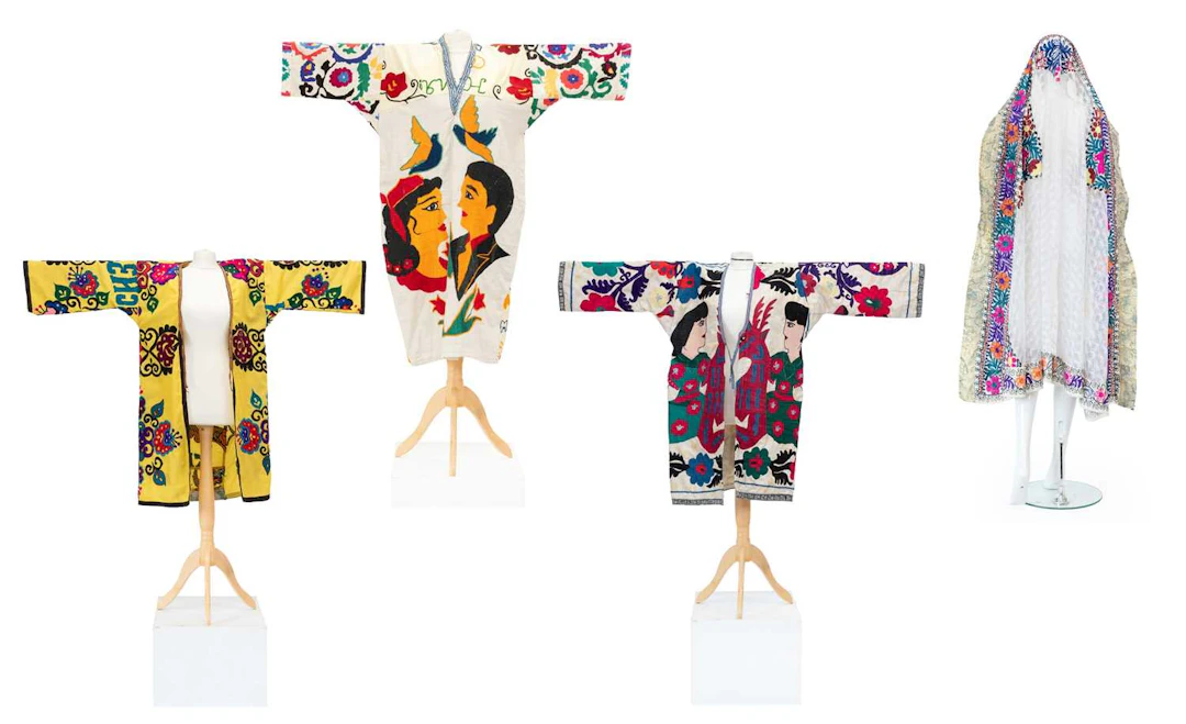 Late 20th Century Uzbek Embroidered Robe, A Similar Embroidered Tunic
