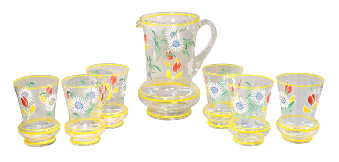 A Glass Lemonade Set, mid 20th century