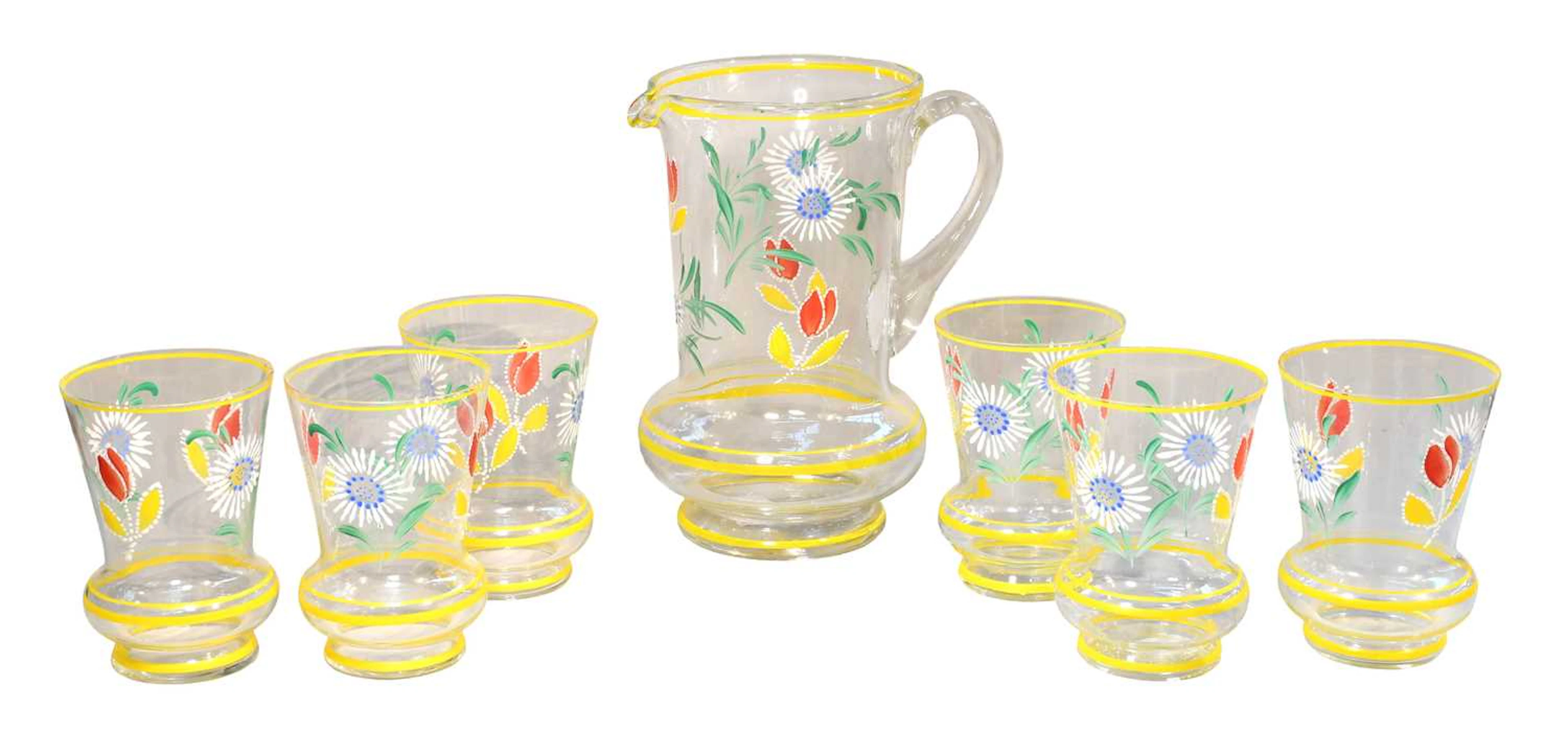 A Glass Lemonade Set, mid 20th century
