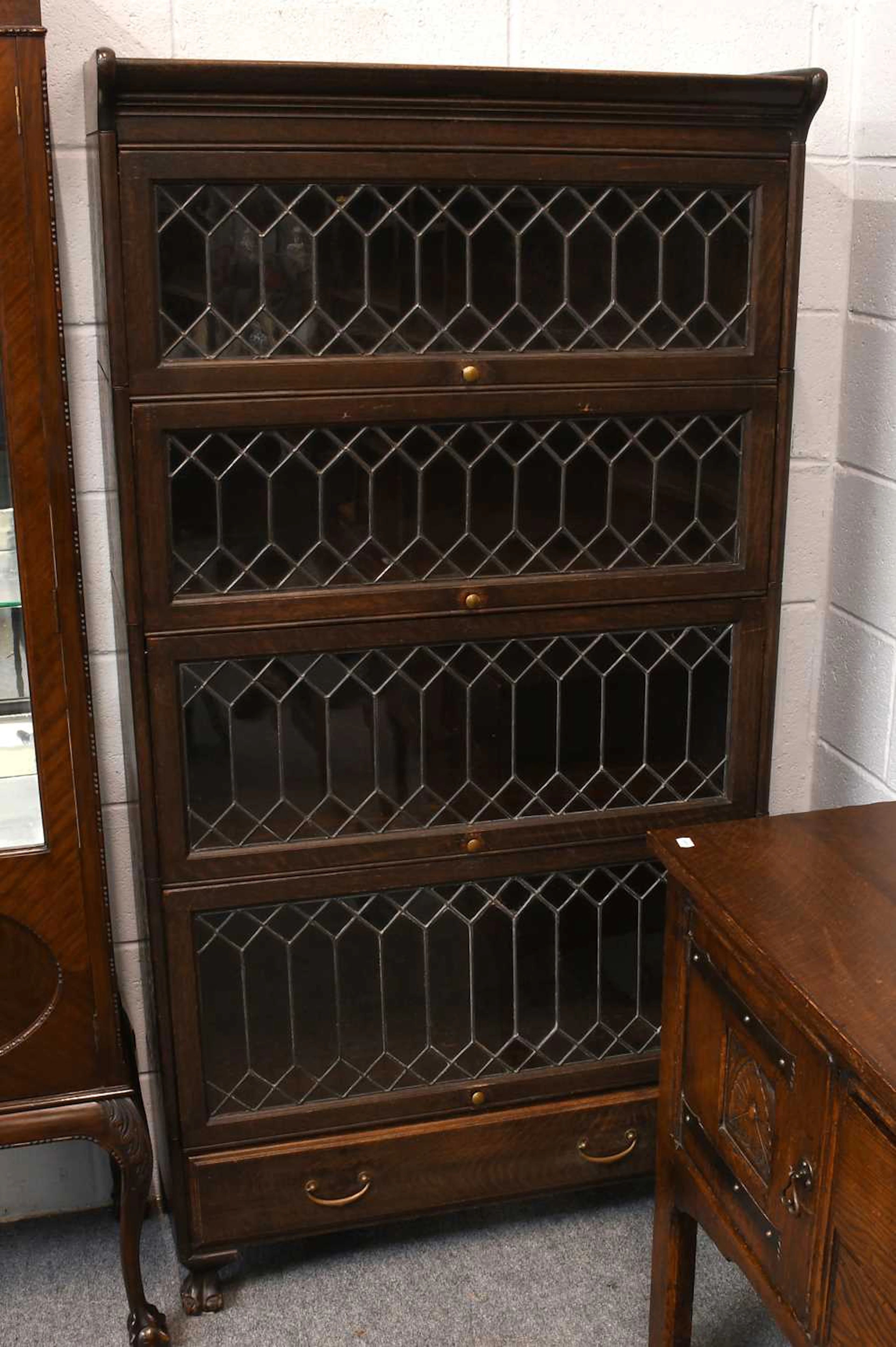 A Minty Oak Four Section Stacking Bookcase
